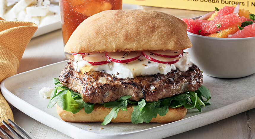 Goat cheese and honey burger